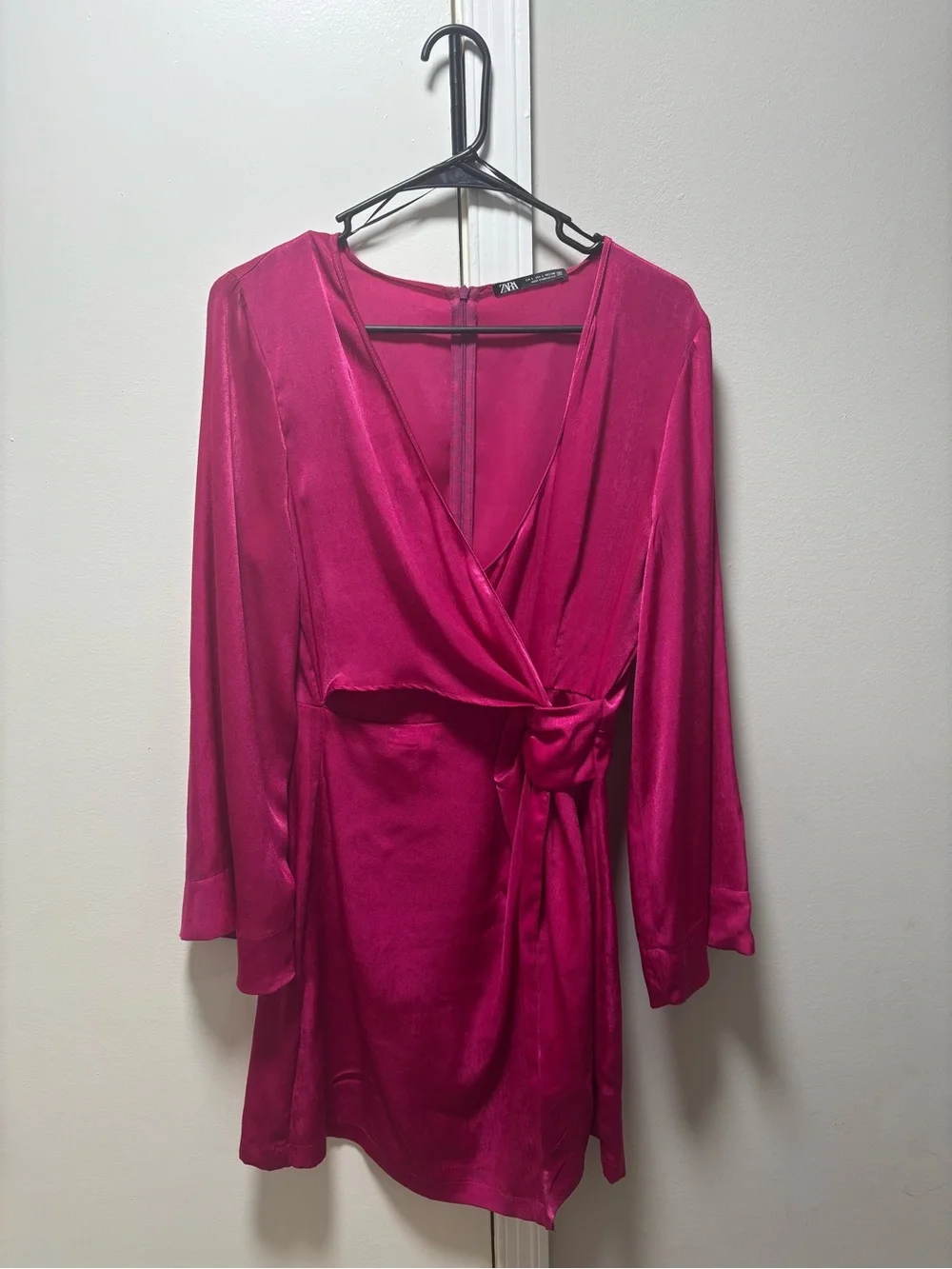 Zara Fuchsia Satin Dress - Picture 1 of 7